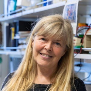 Formal headshot of faculty member Hannale Ruohola-Baker in lab space.